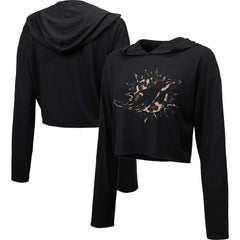 Miami Dolphins Majestic Threads Women's Leopard Cropped Pullover Hoodie Black