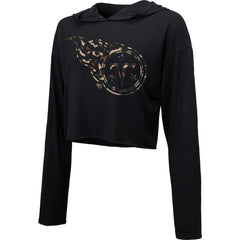 Tennessee Titans Majestic Threads Women's Leopard Cropped Pullover Hoodie Black