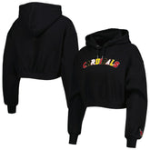 Arizona Cardinals The Wild Collective Women's Cropped Pullover Hoodie Black