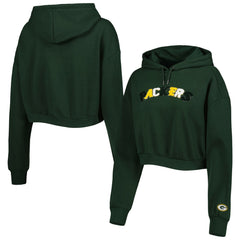 Green Bay Packers The Wild Collective Women's Cropped Pullover Hoodie Green