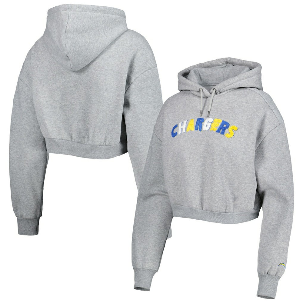 Los Angeles Chargers The Wild Collective Women's Cropped Pullover Hoodie Gray