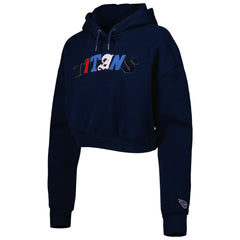 Tennessee Titans The Wild Collective Women's Cropped Pullover Hoodie Navy
