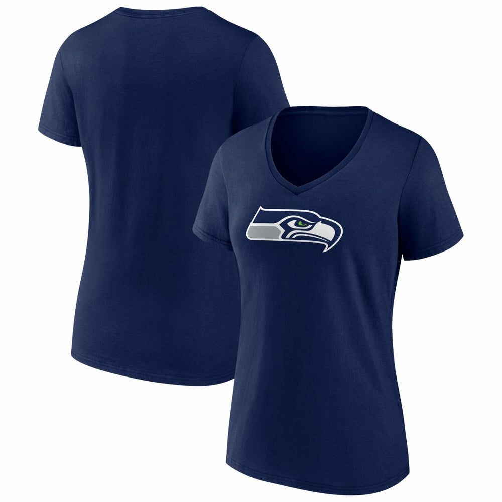 Seattle Seahawks Women's Icon Primary Logo V-Neck T-Shirt College Navy