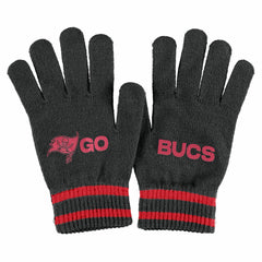 Tampa Bay Buccaneers WEAR by Erin Andrews Women's Double Jacquard Cuffed Knit Hat with Pom and Gloves Set Black