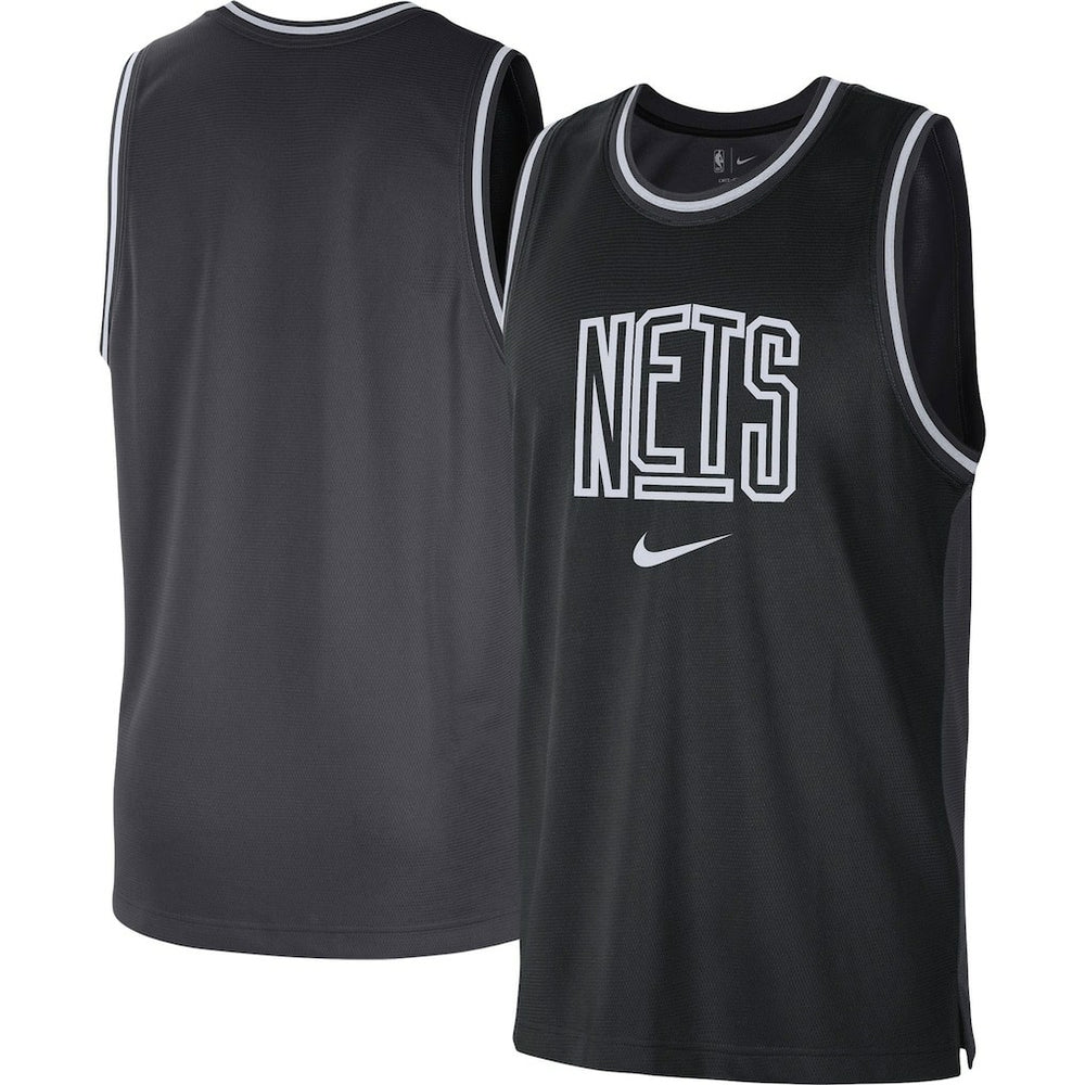 Brooklyn Nets Courtside Versus Force Split DNA Performance Mesh Tank Top Black/Anthracite