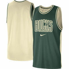 Milwaukee Bucks Courtside Versus Force Split DNA Performance Mesh Tank Top Hunter Green/Cream