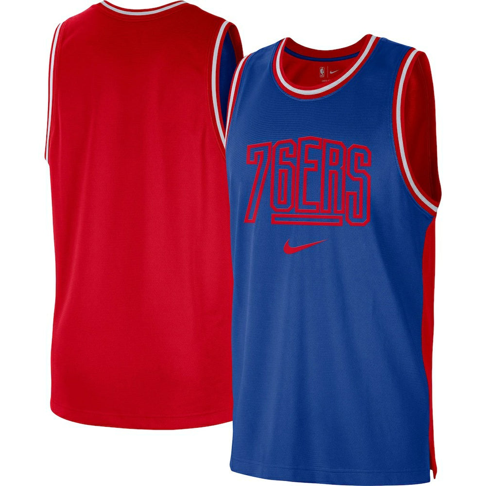 Philadelphia 76ers Courtside Versus Force Split DNA Performance Mesh Tank Top Royal/Red