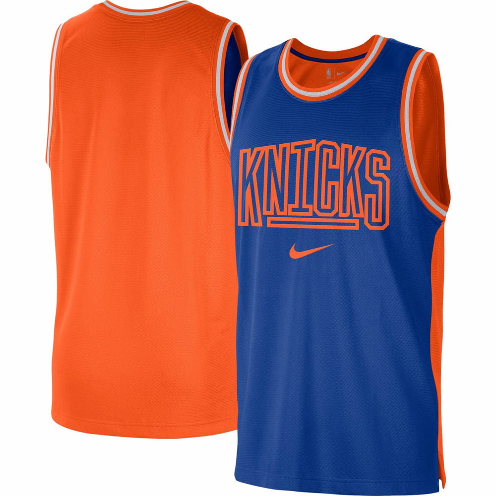 New York Knicks Courtside Versus Force Split DNA Performance Mesh Tank Top Blue/Orange