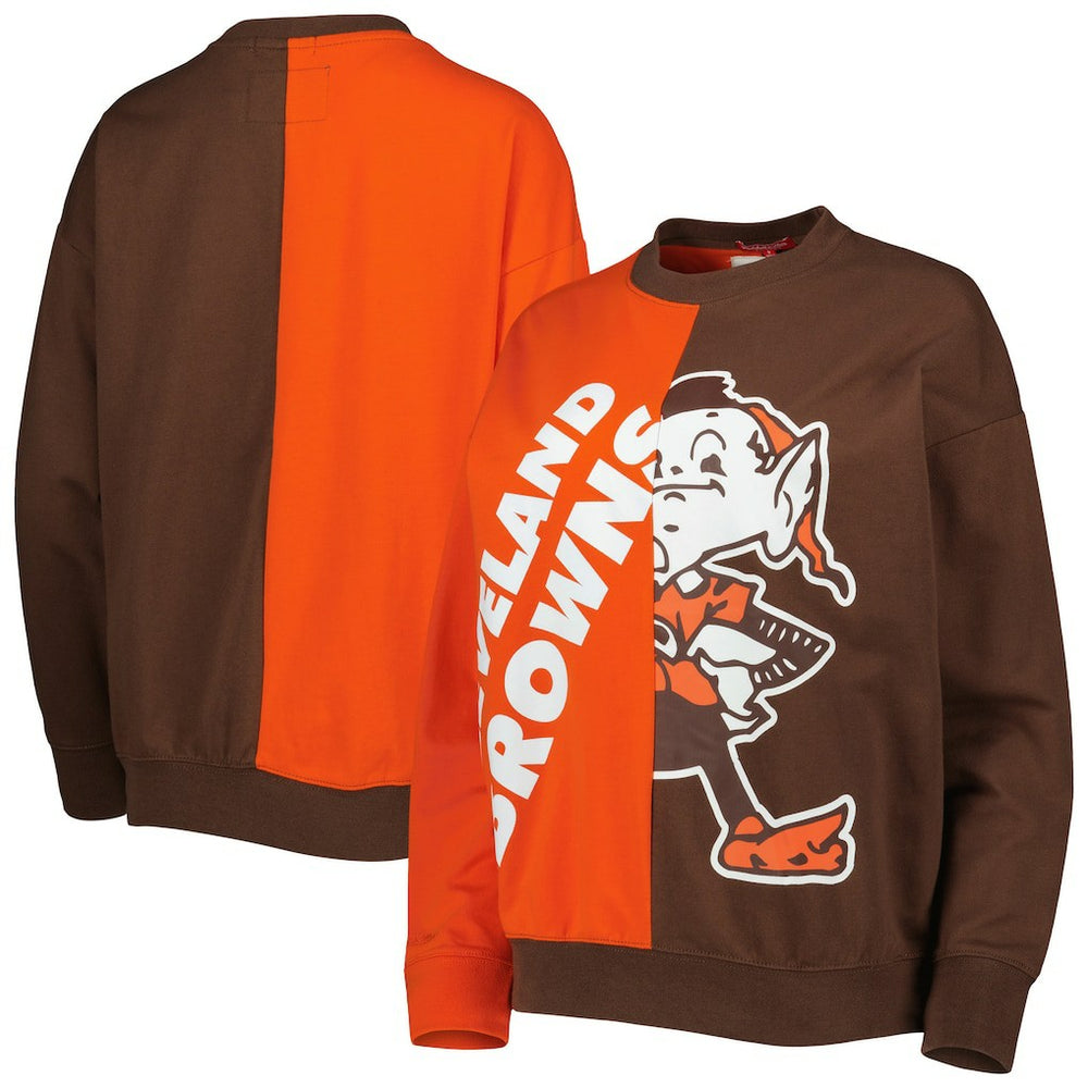 Cleveland Browns Women's Big Face Pullover Sweatshirt Orange/Brown