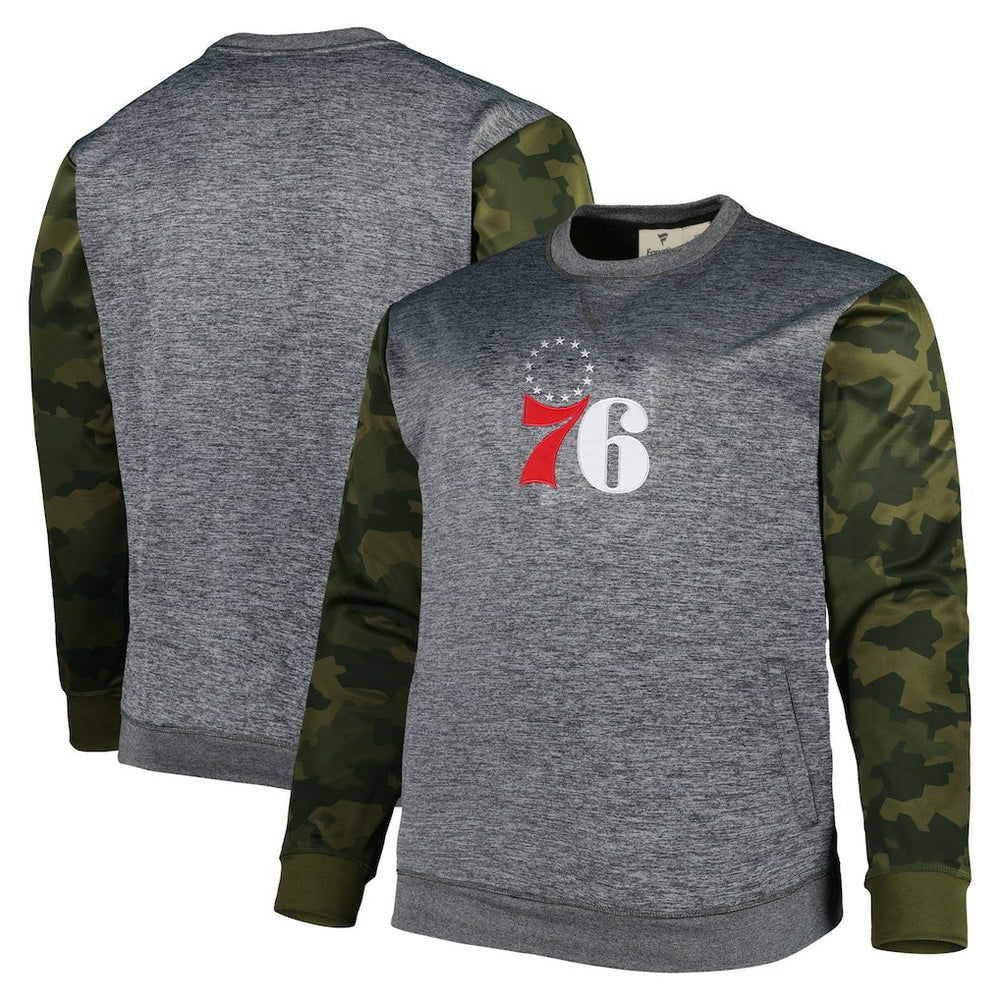 Philadelphia 76ers Big & Tall Camo Stitched Sweatshirt Heather Charcoal