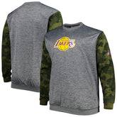 Los Angeles Lakers Big & Tall Camo Stitched Sweatshirt Heather Charcoal