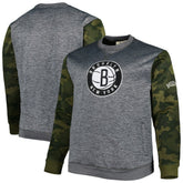 Brooklyn Nets Big & Tall Camo Stitched Sweatshirt Heather Charcoal