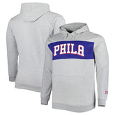 Philadelphia 76ers Big & Tall Wordmark Pullover Hoodie Heather Gray