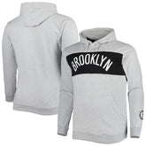 Brooklyn Nets Big & Tall Wordmark Pullover Hoodie Heather Gray
