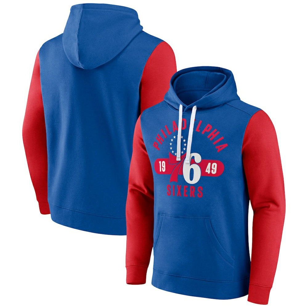 Philadelphia 76ers Big & Tall Bold Attack Pullover Hoodie Royal/Red