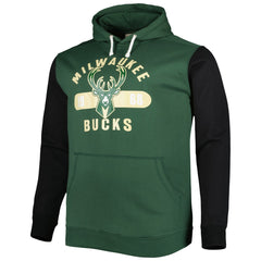Milwaukee Bucks Big & Tall Bold Attack Pullover Hoodie Hunter Green/Black
