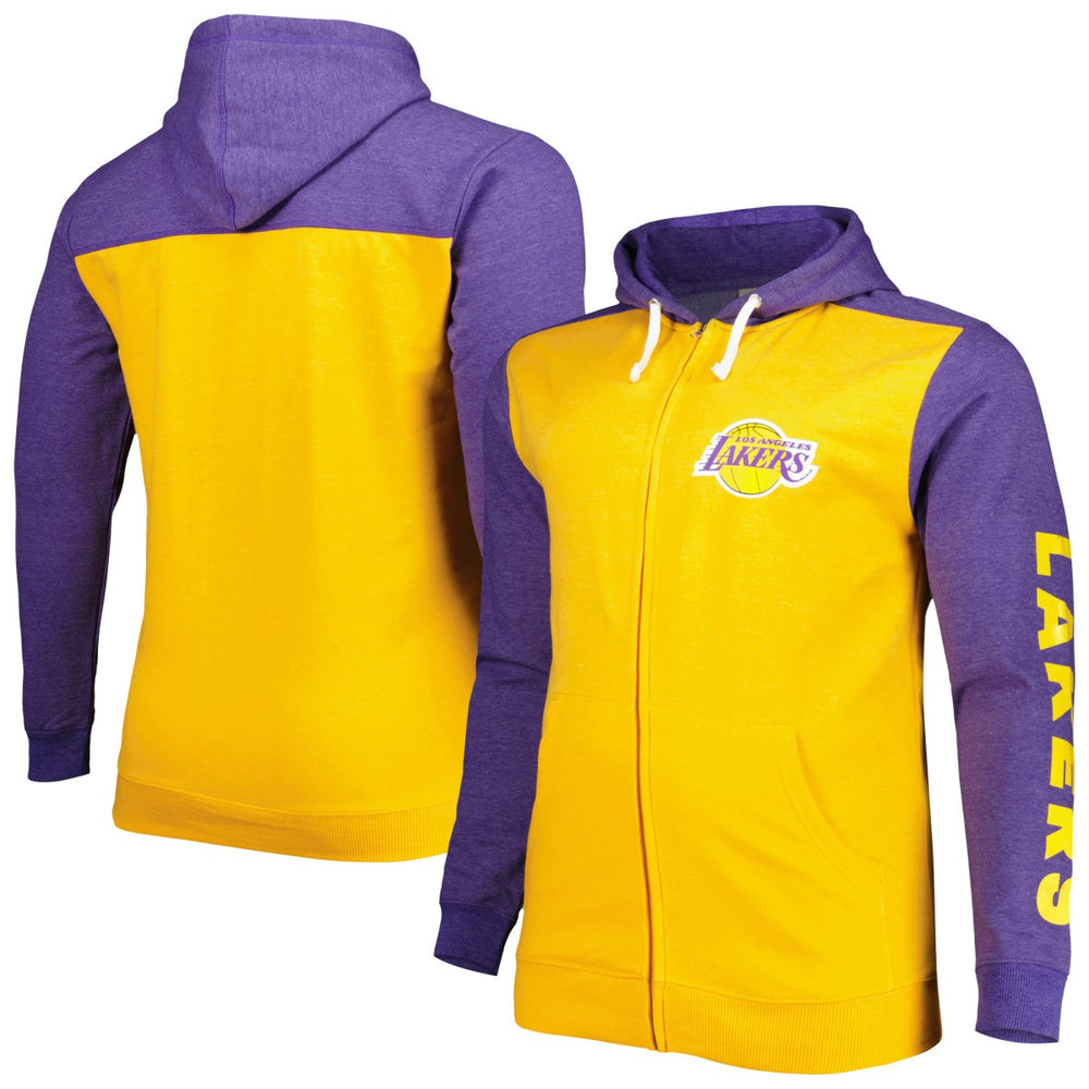 Los Angeles Lakers Big & Tall Down and Distance Full-Zip Hoodie Gold/Purple