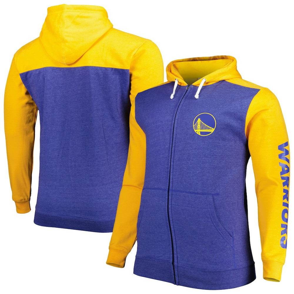 Golden State Warriors Big & Tall Down and Distance Full-Zip Hoodie Royal/Gold