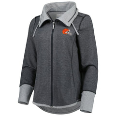 Cleveland Browns Women's Sport Sun Fade Full-Zip Sweatshirt Heathered Black