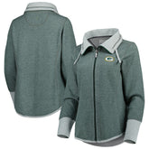 Green Bay Packers Women's Sport Sun Fade Full-Zip Sweatshirt Heathered Green