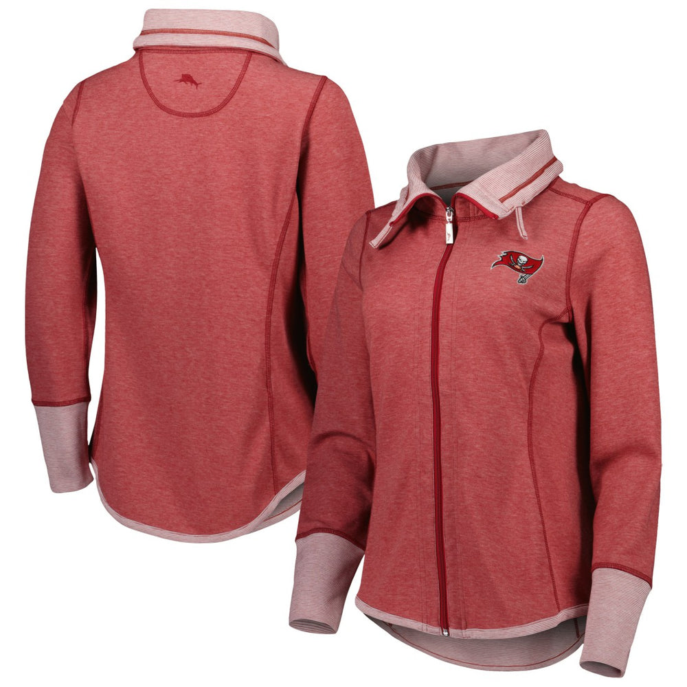 Tampa Bay Buccaneers Women's Sport Sun Fade Full-Zip Sweatshirt Heathered Red
