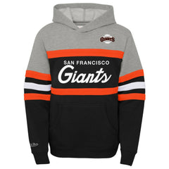 San Francisco Giants Mitchell & Ness Youth Cooperstown Collection Head Coach Pullover Hoodie - Heather Gray/Black Hoodies