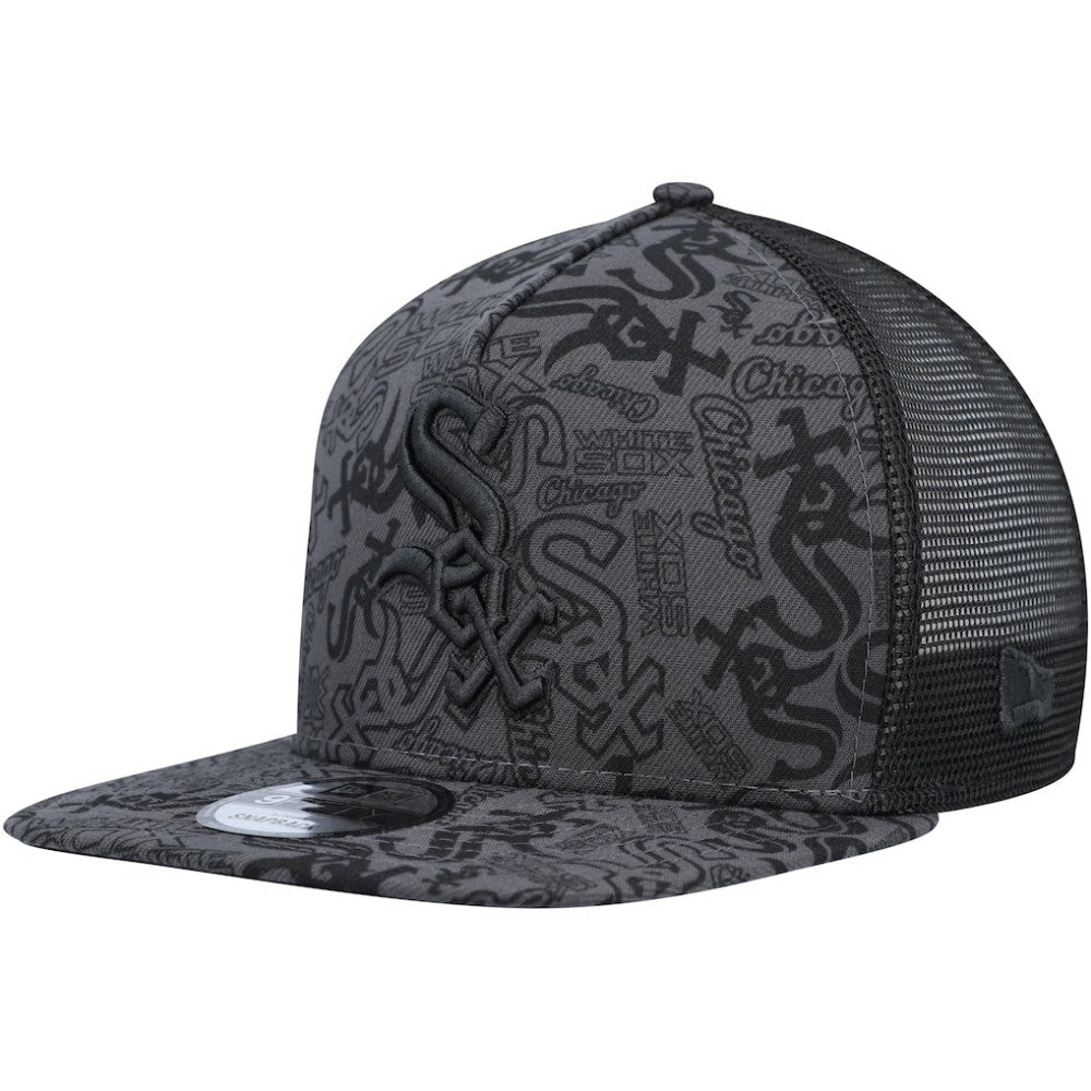 Chicago White Sox New Era Repeat A-Frame 9FIFTY Trucker Snapback Hat - Black Hats