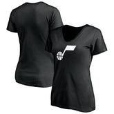 Utah Jazz Women's Primary Team Logo V-Neck T-Shirt Black