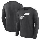 Utah Jazz Primary Logo Team Long Sleeve T-Shirt Heathered Charcoal