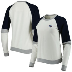 Tennessee Titans Antigua Women's Avenue Raglan Pullover Sweatshirt Cream/Navy