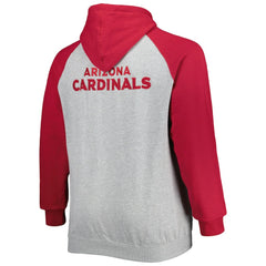 Arizona Cardinals Big & Tall Fleece Raglan Full-Zip Hoodie Jacket Heather Gray