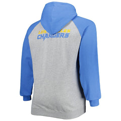 Los Angeles Chargers Big & Tall Fleece Raglan Full-Zip Hoodie Jacket Heather Gray