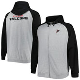 Atlanta Falcons Big & Tall Fleece Raglan Full-Zip Hoodie Jacket Heather Gray