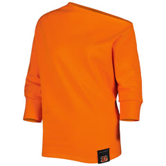 Cincinnati Bengals KIYA TOMLIN Women's Twisted Tri-Blend Asymmetrical 3/4-Dolman Sleeve Sweatshirt Orange