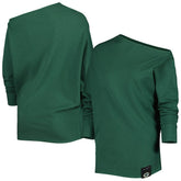 Green Bay Packers KIYA TOMLIN Women's Twisted Tri-Blend Asymmetrical 3/4-Dolman Sleeve Sweatshirt Green