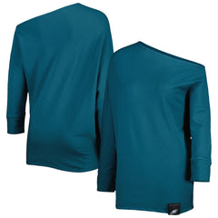 Philadelphia Eagles KIYA TOMLIN Women's Twisted Tri-Blend Asymmetrical 3/4-Dolman Sleeve Sweatshirt Midnight Green