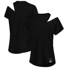 Green Bay Packers KIYA TOMLIN Women's Cut Out Tri-Blend Shirt Black
