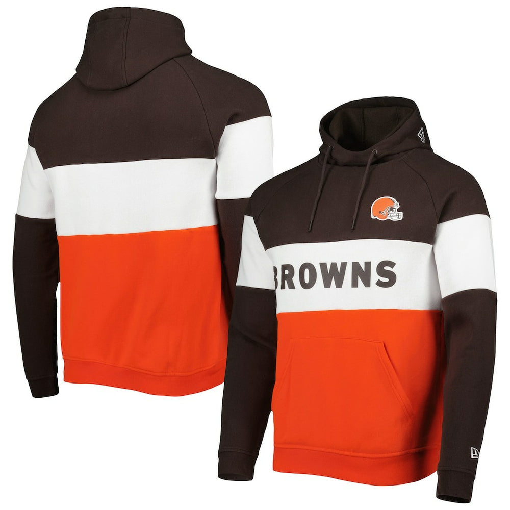 Cleveland Browns New Era Colorblock Current Pullover Hoodie Orange