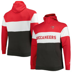 Tampa Bay Buccaneers New Era Big & Tall Current Team Colorblock Fleece Raglan Pullover Hoodie Red/Pewter