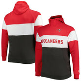 Tampa Bay Buccaneers New Era Big & Tall Current Colorblock Raglan Fleece Pullover Hoodie Heather Charcoal/Black
