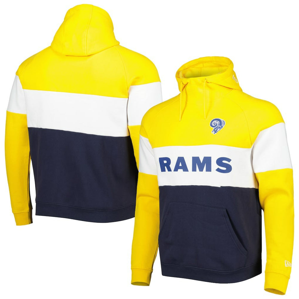 Los Angeles Rams New Era Colorblock Throwback Pullover Hoodie Navy/Gold