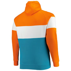 Miami Dolphins New Era Big & Tall Throwback Colorblock Raglan Pullover Hoodie Aqua