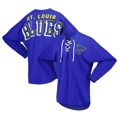 NHL St. Louis Blues Fanatics Women's Spirit Lace-Up V-Neck Long Sleeve Jersey T-Shirt - Blue