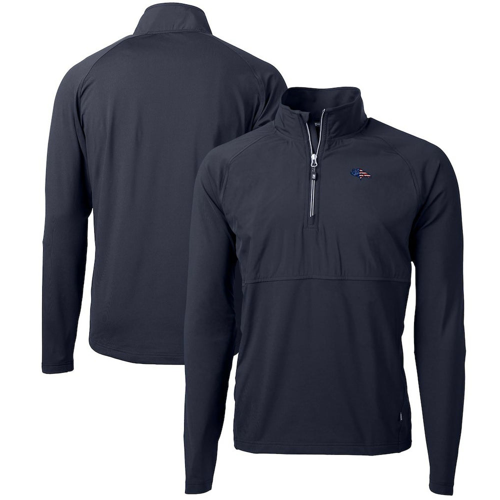Denver Broncos Cutter & Buck Adapt Eco Knit Hybrid Recycled Quarter-Zip Pullover Top Navy