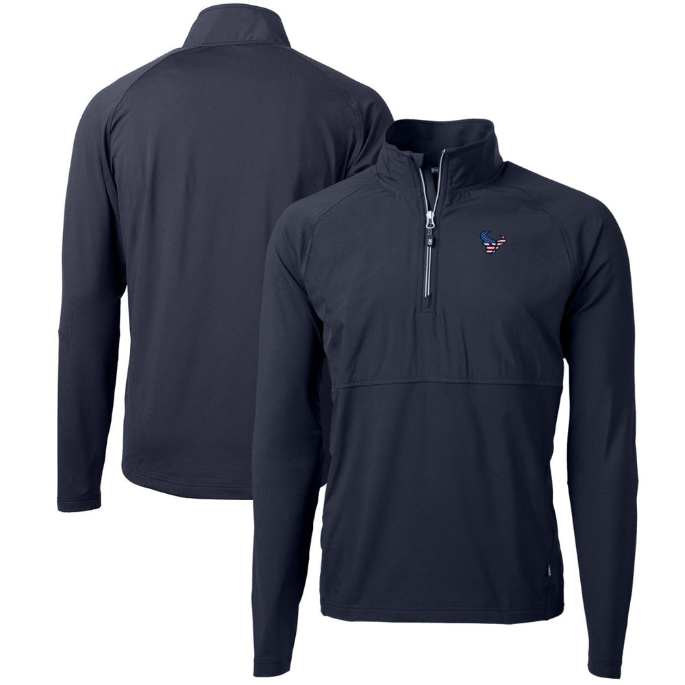 Houston Texans Cutter & Buck Adapt Eco Knit Hybrid Recycled Quarter-Zip Pullover Top Navy