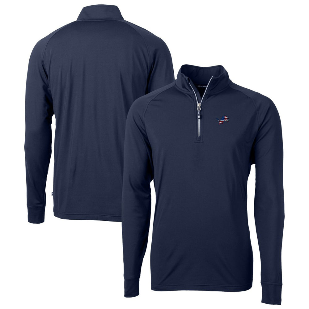 Detroit Lions Cutter & Buck Team Adapt Eco Knit Hybrid Recycled Quarter-Zip Pullover Top Navy