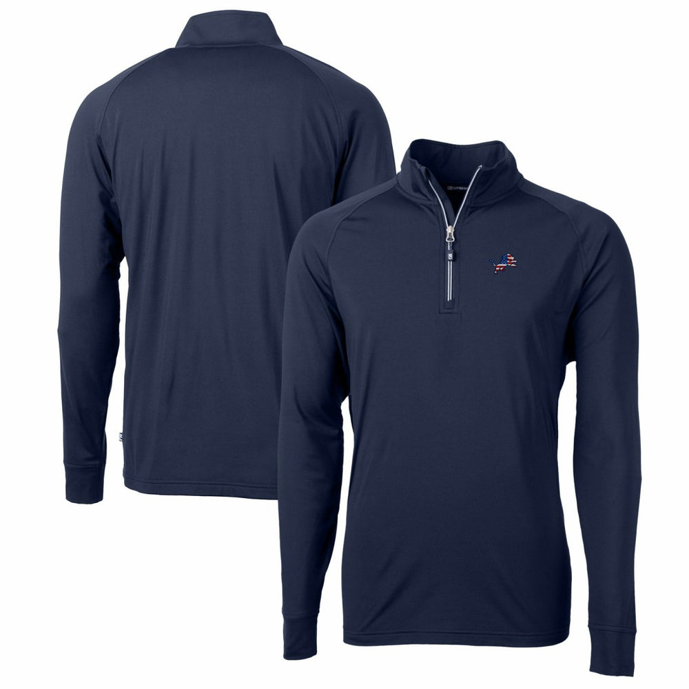 Detroit Lions Cutter & Buck Big & Tall Adapt Eco Knit Stretch Recycled Quarter-Zip Pullover Top Navy