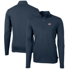 Kansas City Chiefs Cutter & Buck Big & Tall Virtue Eco Pique Recycled Quarter-Zip Jacket Navy