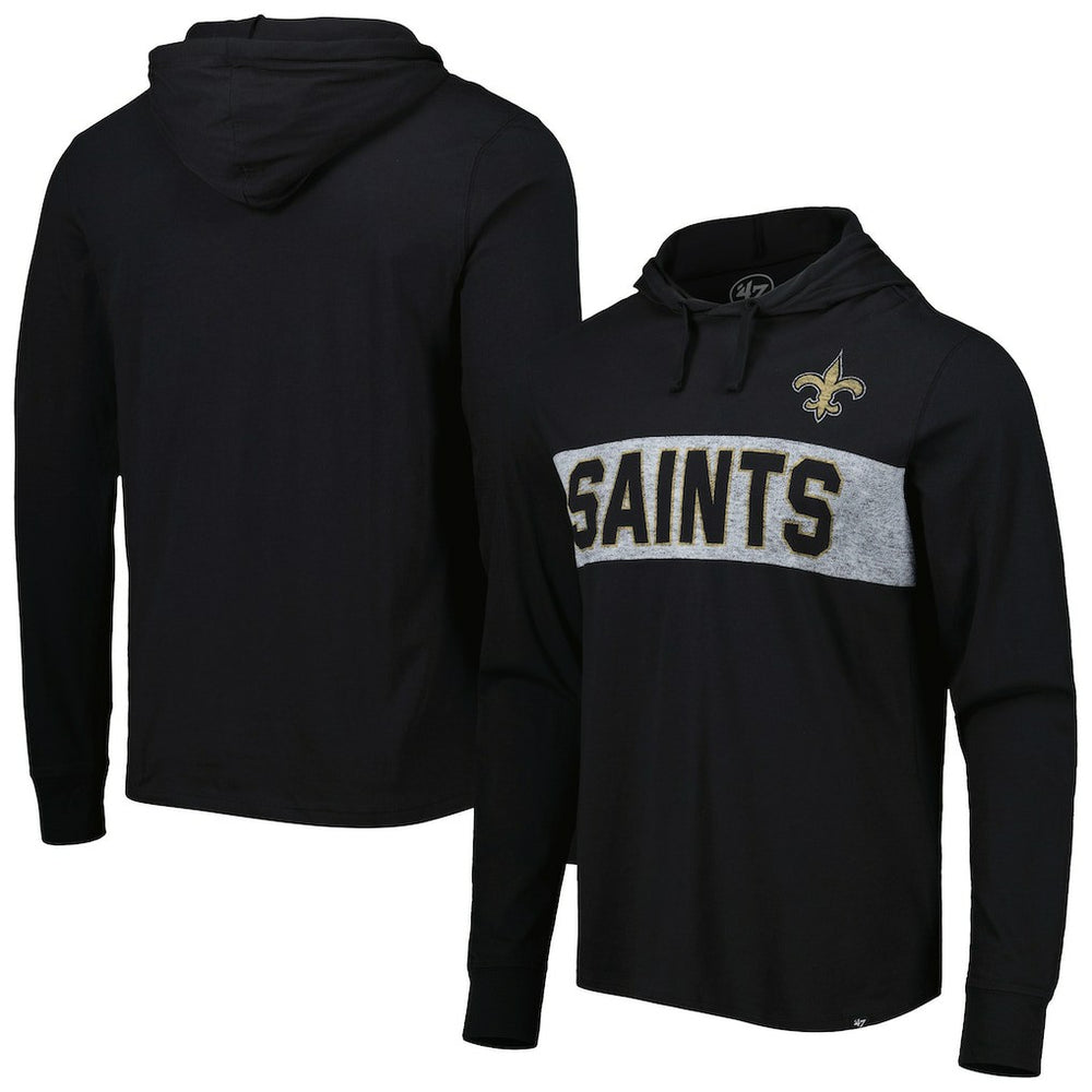 New Orleans Saints '47 Field Franklin Hooded Long Sleeve T-Shirt Black