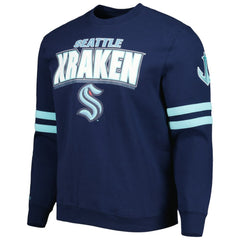 NHL Seattle Kraken Mitchell & Ness Allover Logo Pullover Sweatshirt - Deep Sea Blue